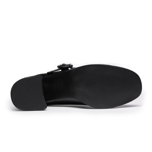Chunky Mary Jane Pumps - BLACK PU - 5